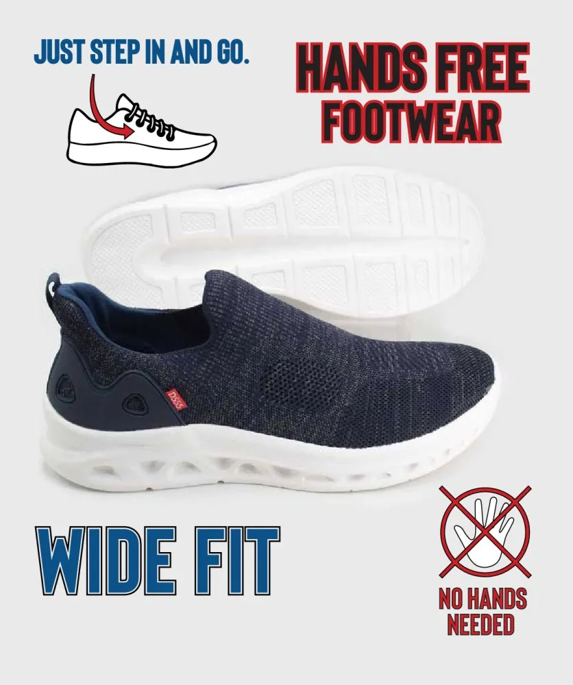 D555 Big Mens Navy Hands-Free Shoes with Knitted Top BLYTH 2