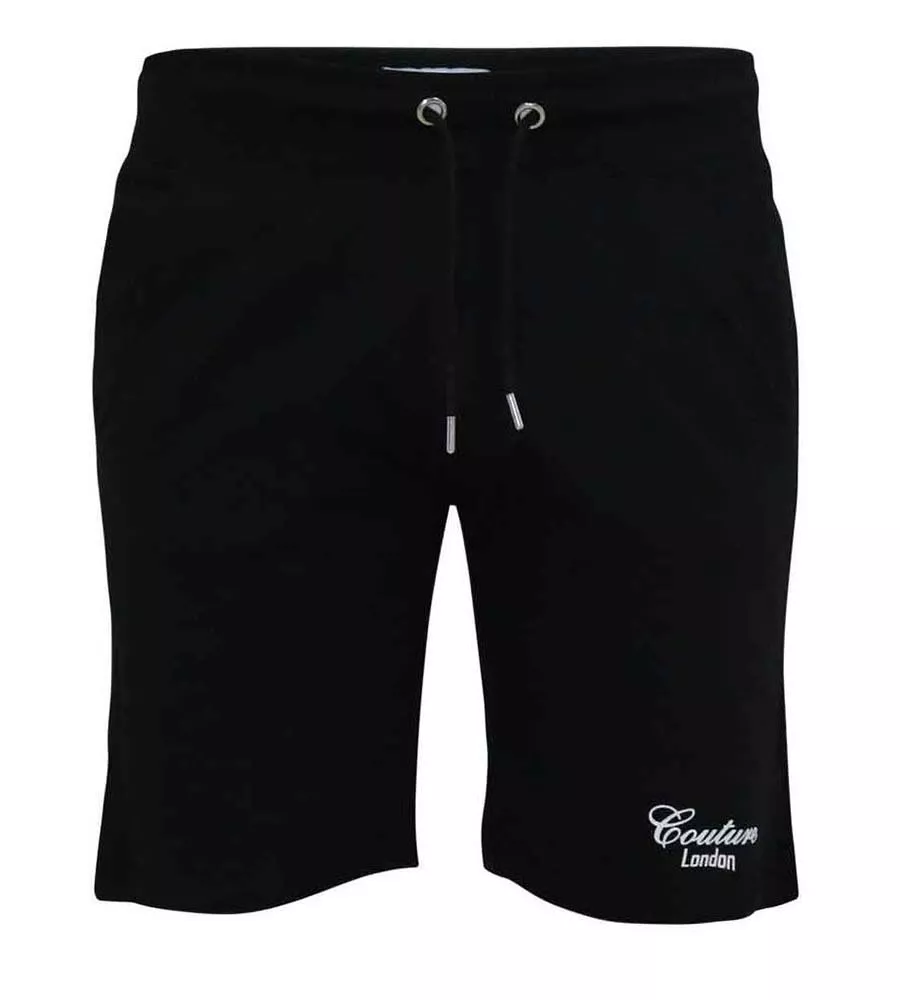 Black Couture Shorts With Elasticated Waistband (HOLBROOK) for Men by D555