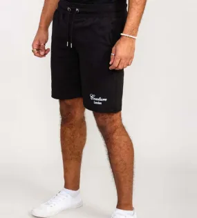 Black Couture Shorts With Elasticated Waistband (HOLBROOK) for Men by D555