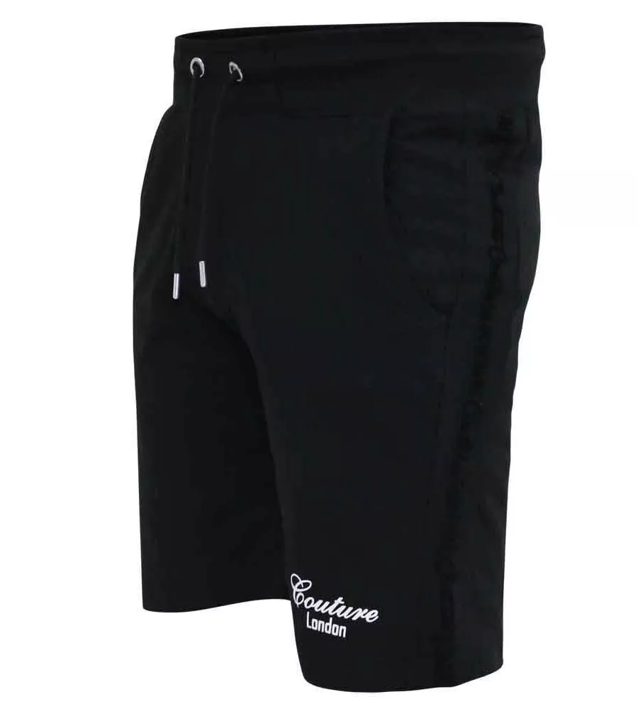 Black Couture Shorts With Elasticated Waistband (HOLBROOK) for Men by D555