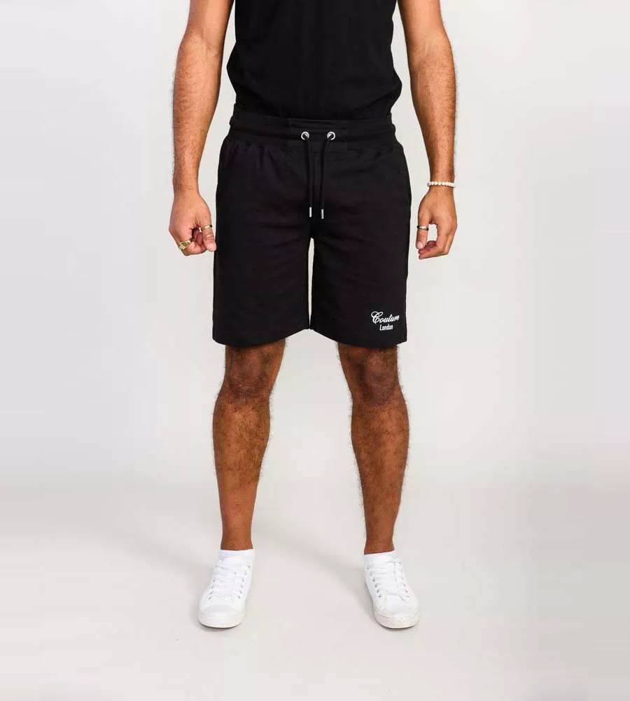 Black Couture Shorts With Elasticated Waistband (HOLBROOK) for Men by D555