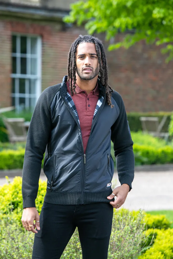 Men's Hybrid Knitted Jacket With Bonded Fleece Lining - Marsden by D555