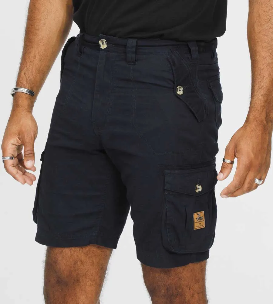 Navy Cotton Cargo Shorts for Men by D555 (RODNEY)