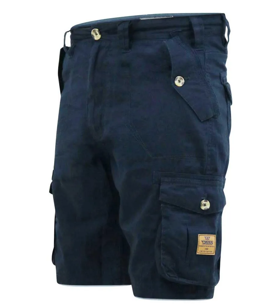 Navy Cotton Cargo Shorts for Men by D555 (RODNEY)