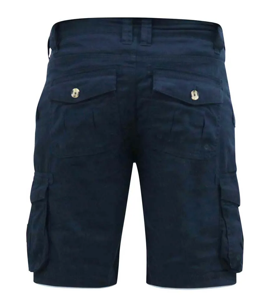 Navy Cotton Cargo Shorts for Men by D555 (RODNEY)