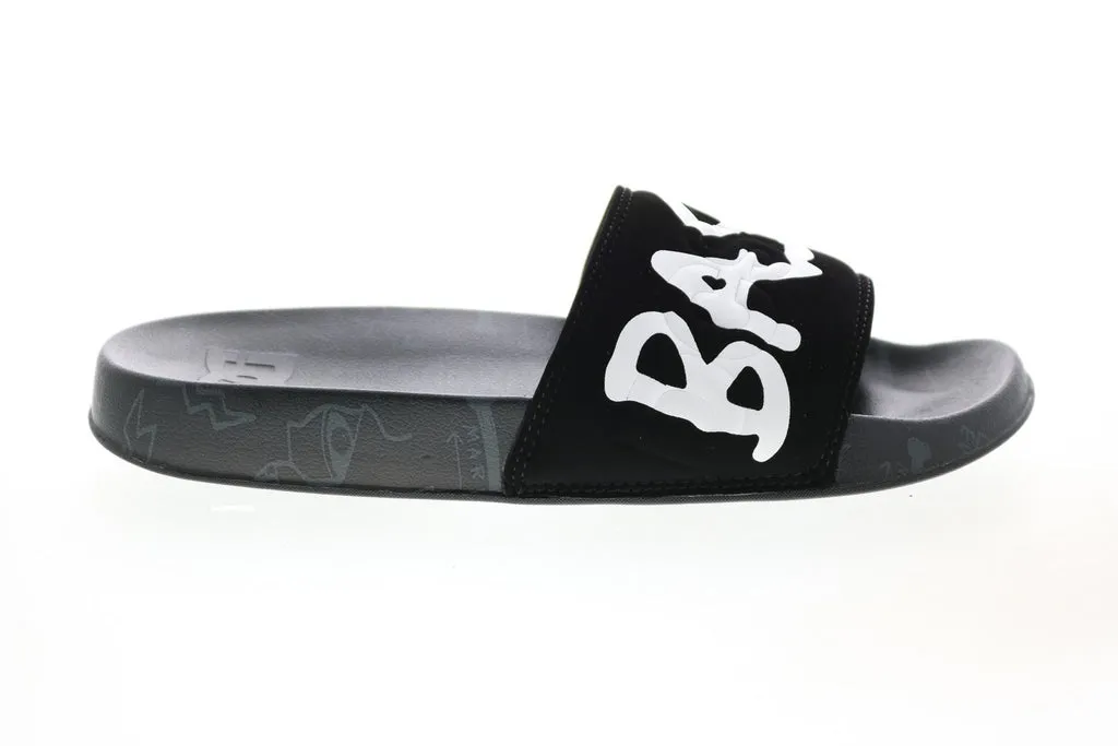 DC Basquiat Black Slip On Slides Sandals Shoes