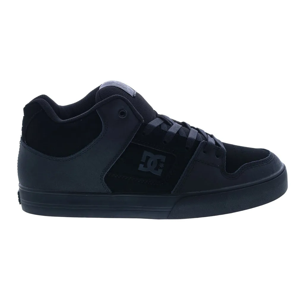 DC Pure Mid Black Leather Skate Sneakers for Men ADYS400082-KKG