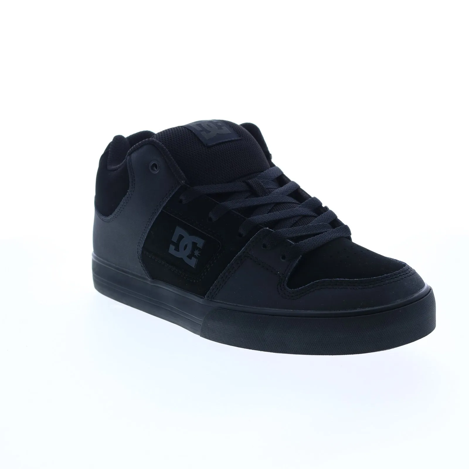 DC Pure Mid Black Leather Skate Sneakers for Men ADYS400082-KKG