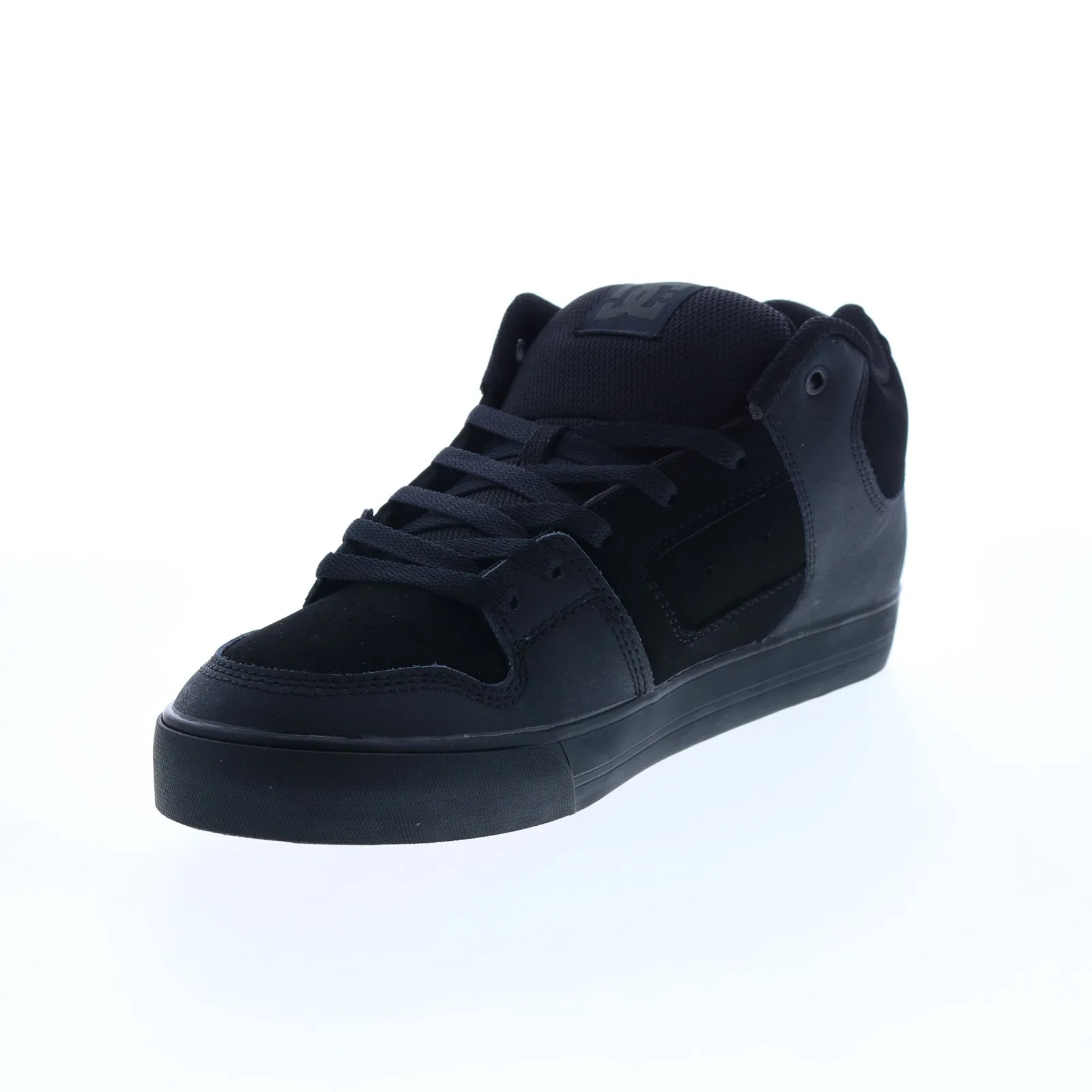 DC Pure Mid Black Leather Skate Sneakers for Men ADYS400082-KKG