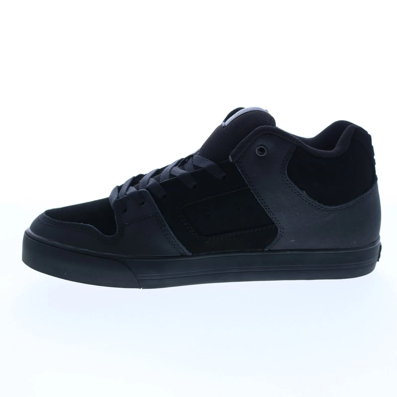 DC Pure Mid Black Leather Skate Sneakers for Men ADYS400082-KKG