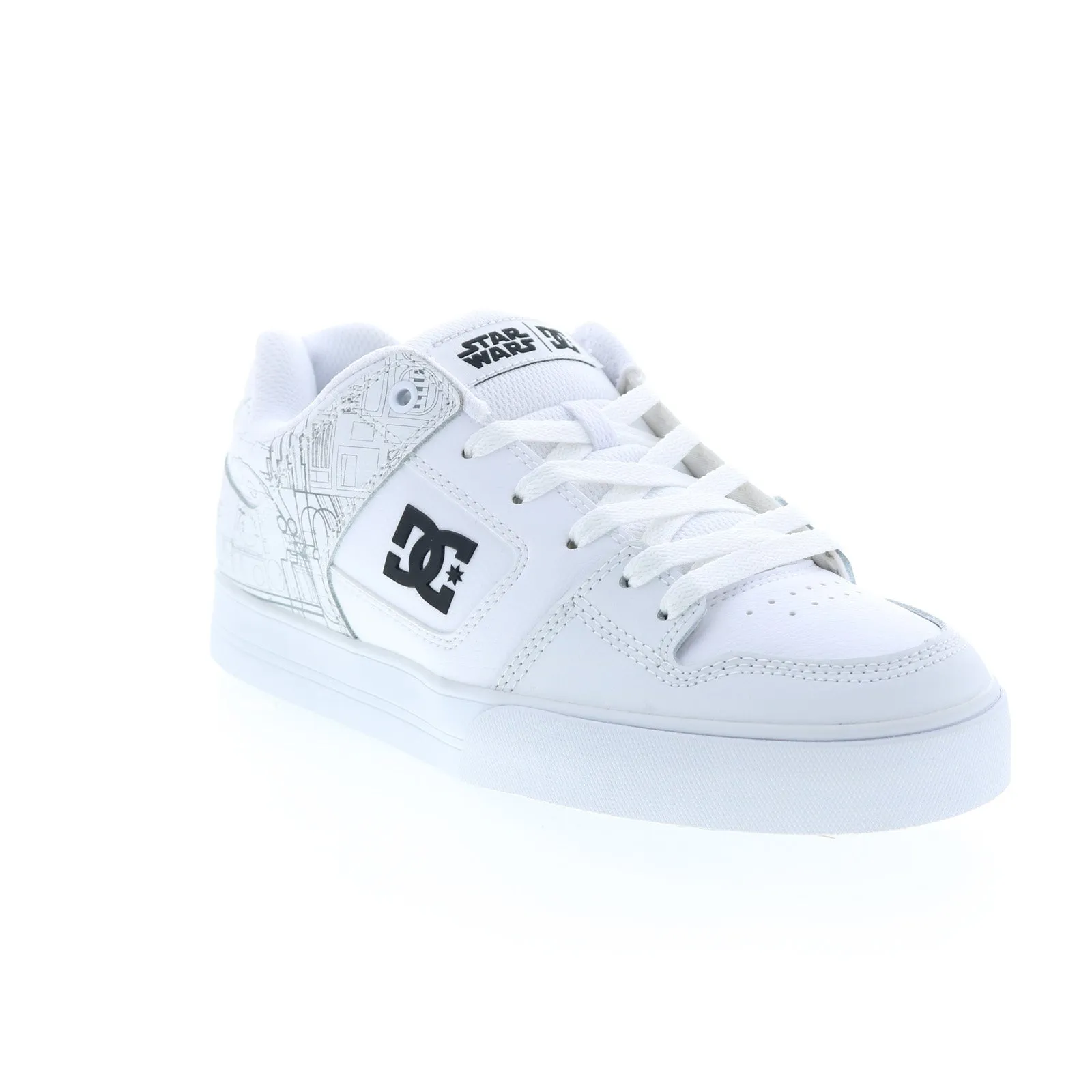 DC Star Wars Men's White Leather Sneakers - Collaboration Lace Up Shoes