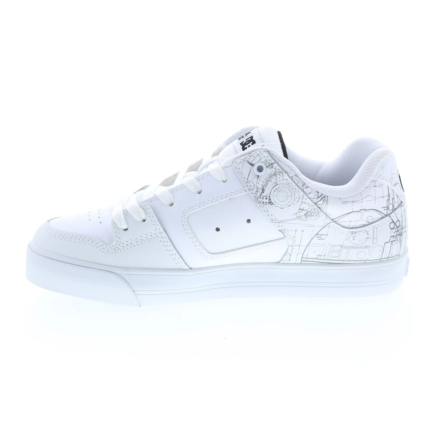 DC Star Wars Men's White Leather Sneakers - Collaboration Lace Up Shoes