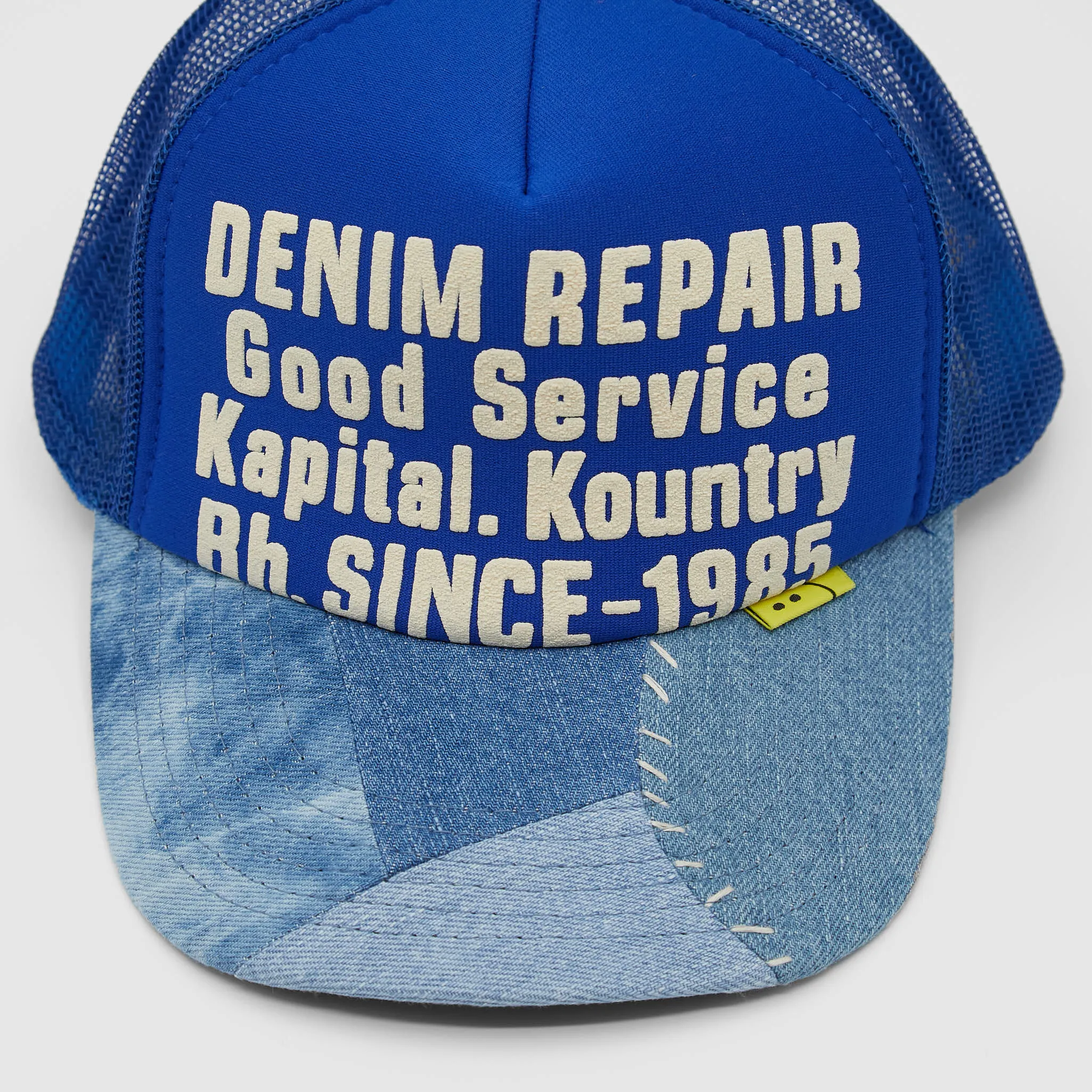 Denim Trucker Cap for Kapital Repair.