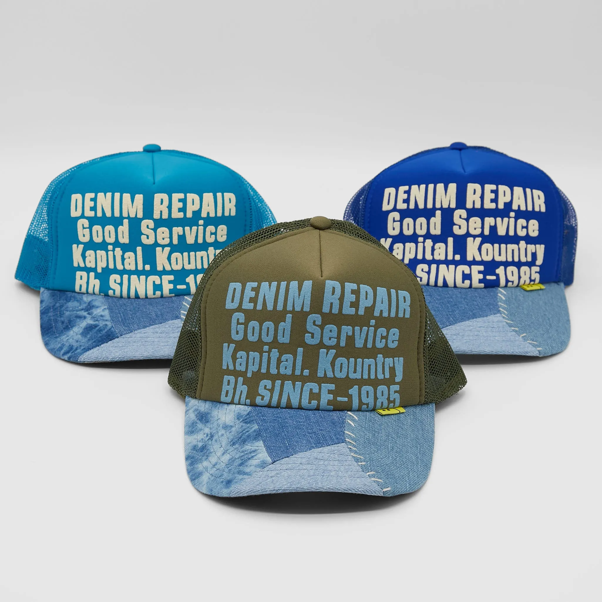 Denim Trucker Cap for Kapital Repair.