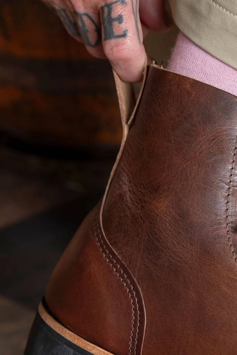 Derby Boots in Dark Tan