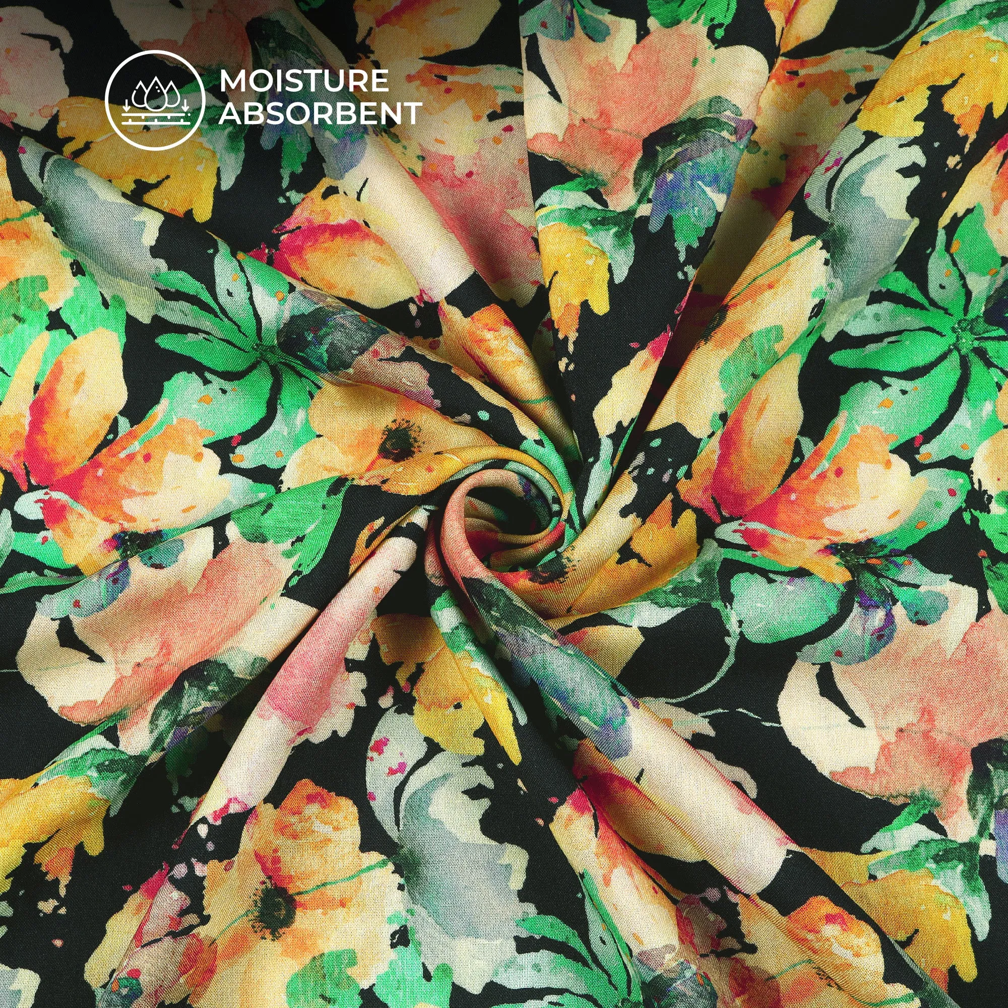 Digital Print Viscose Rayon Fabric - Dazzling Floral Design (58 Width)