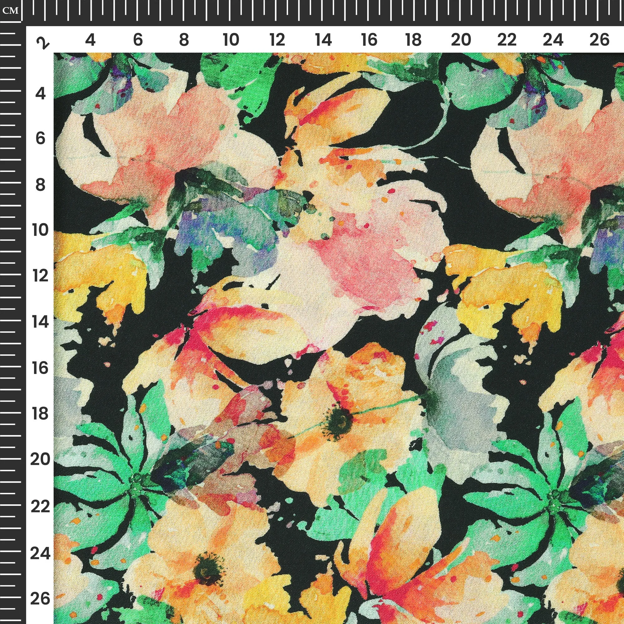 Digital Print Viscose Rayon Fabric - Dazzling Floral Design (58 Width)