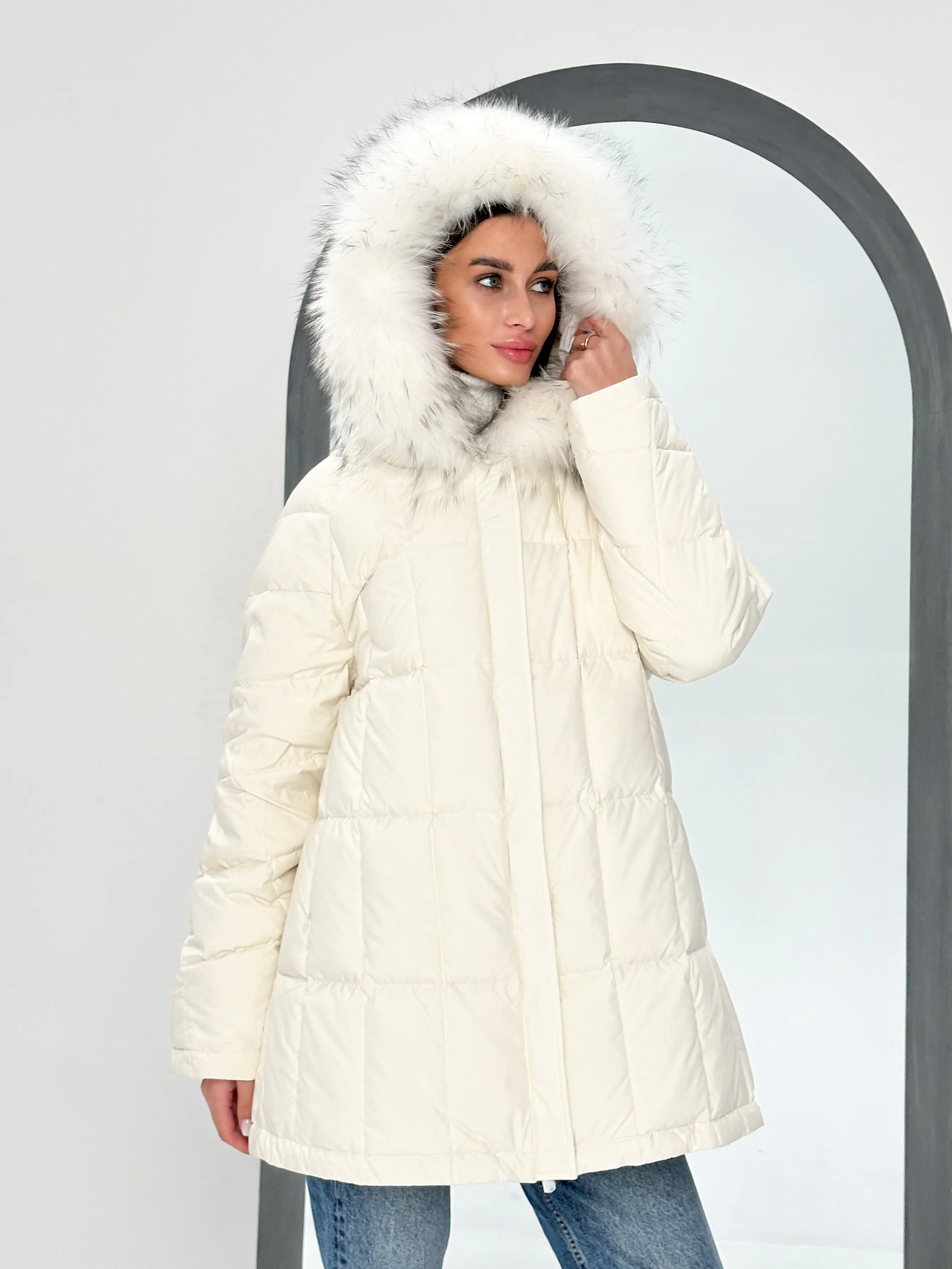 Dolce Genuine Fox Fur Down Fill Parka Coat - Women's Winter Wear