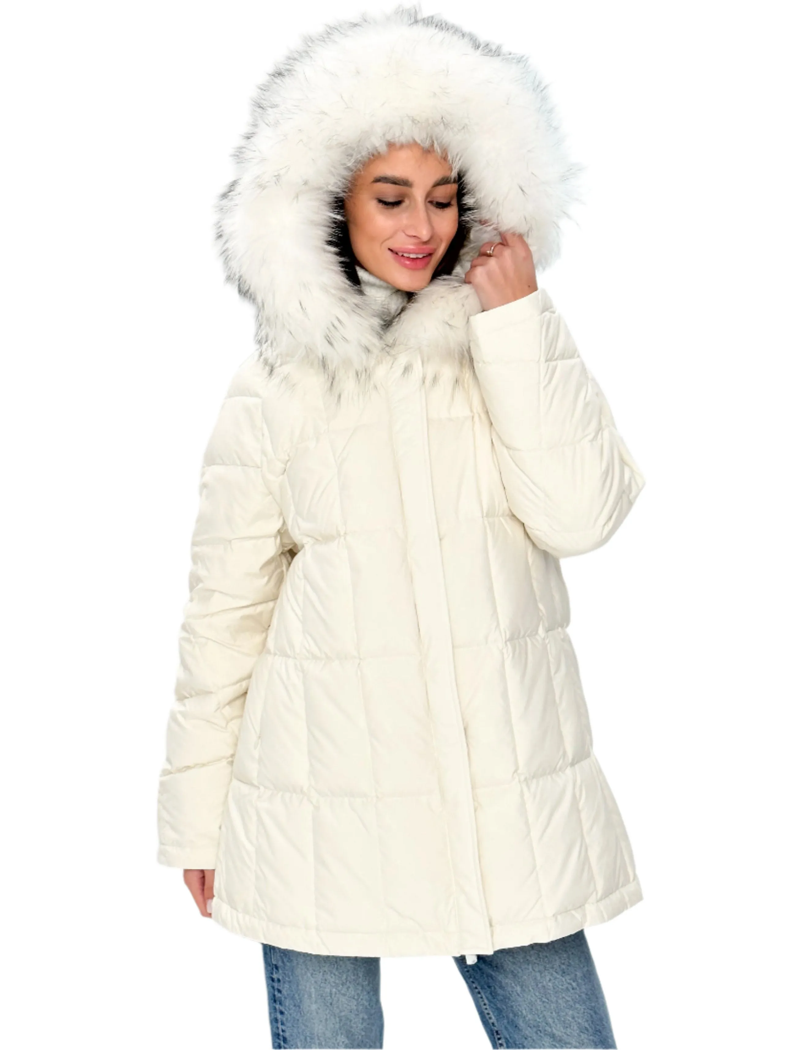 Dolce Genuine Fox Fur Down Fill Parka Coat - Women's Winter Wear