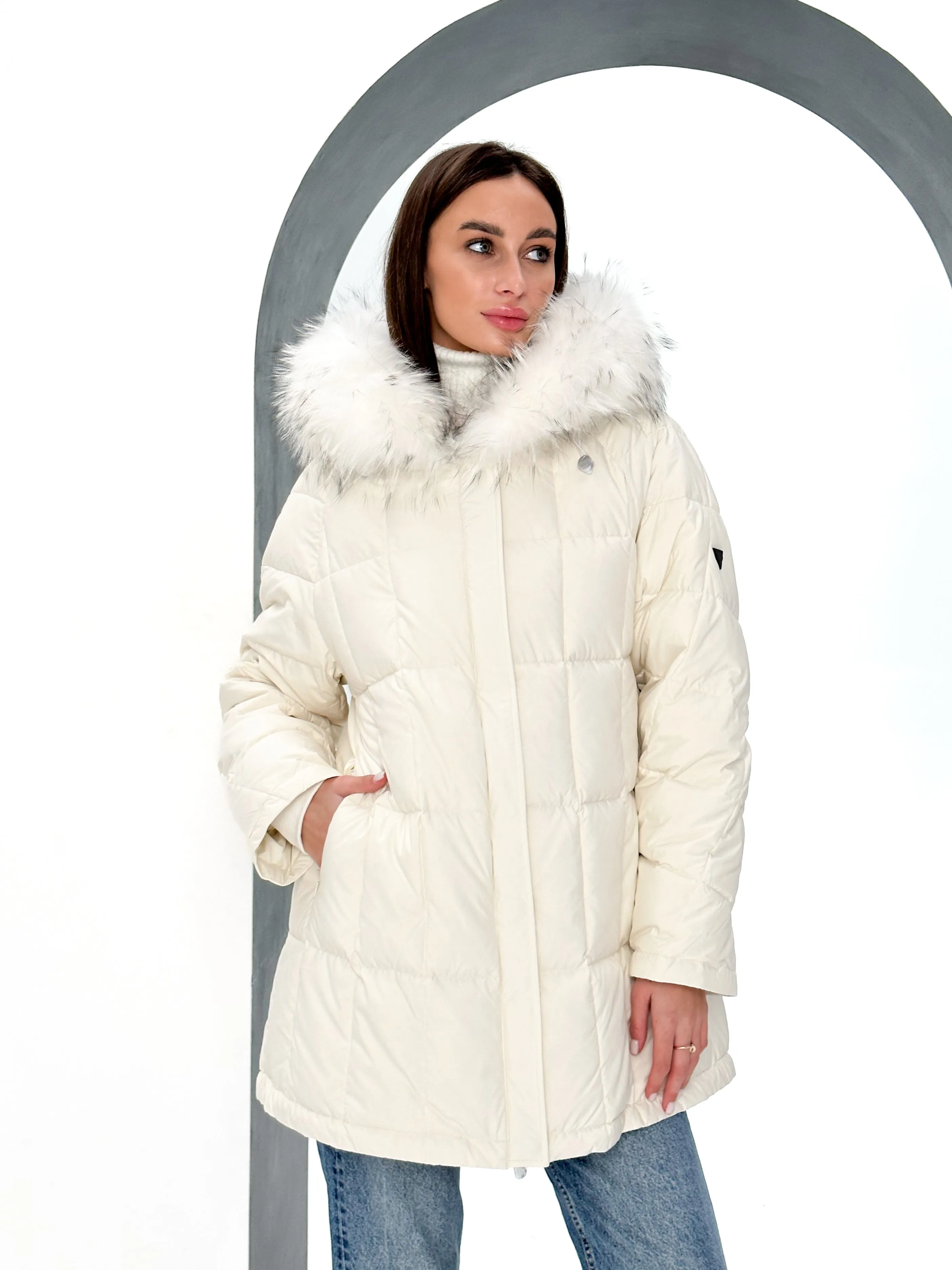 Dolce Genuine Fox Fur Down Fill Parka Coat - Women's Winter Wear