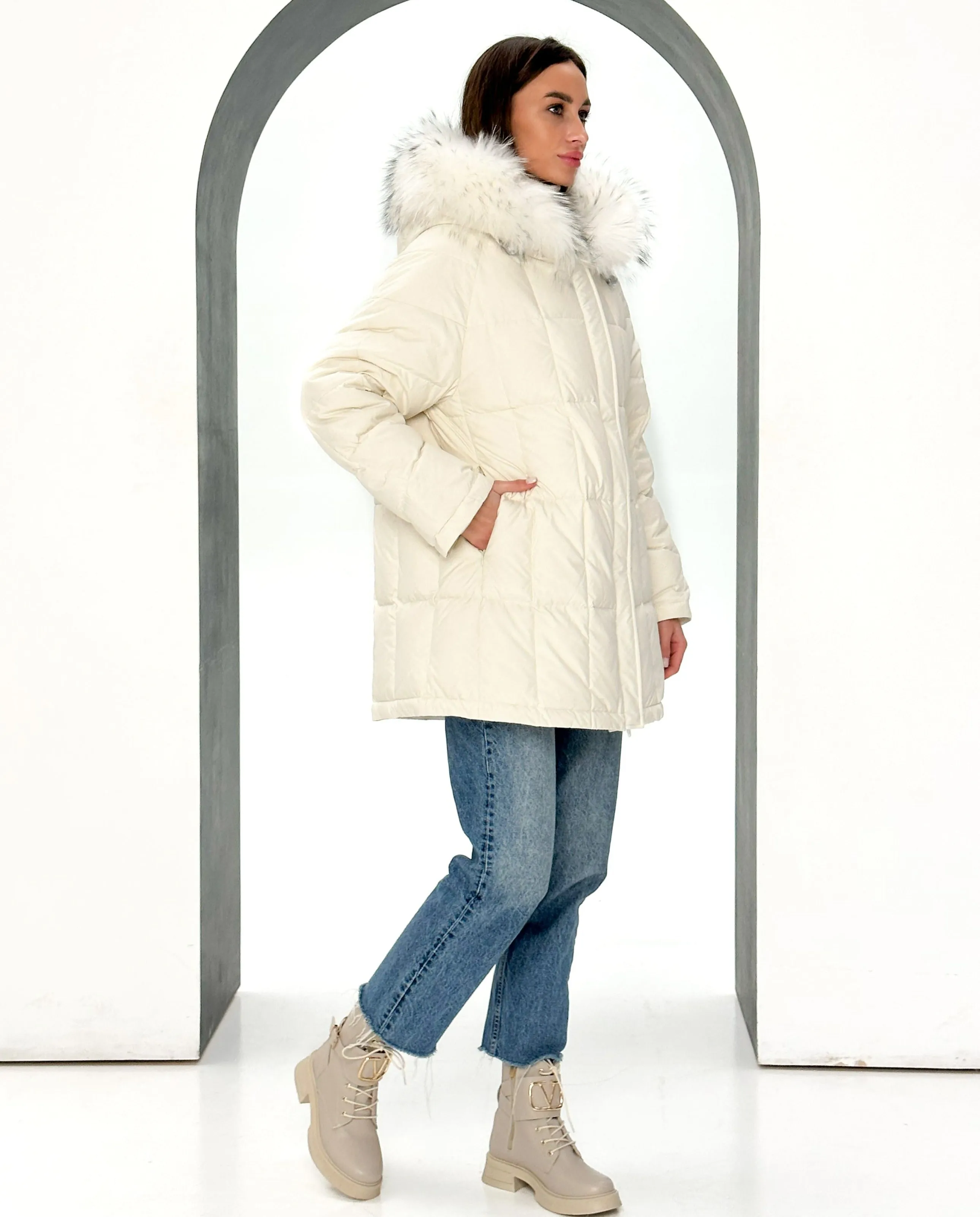 Dolce Genuine Fox Fur Down Fill Parka Coat - Women's Winter Wear