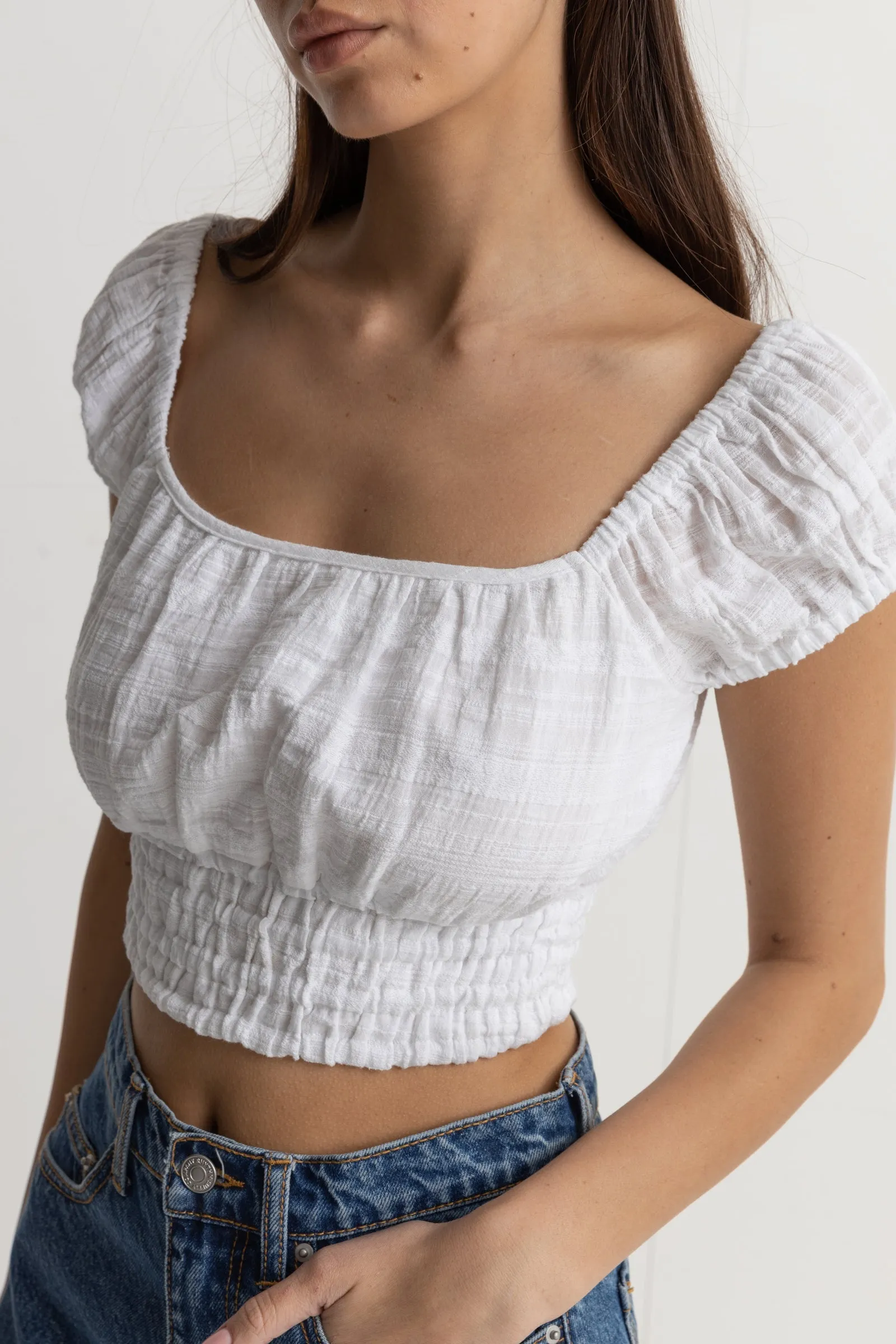 White Dylan Cap Sleeve Top