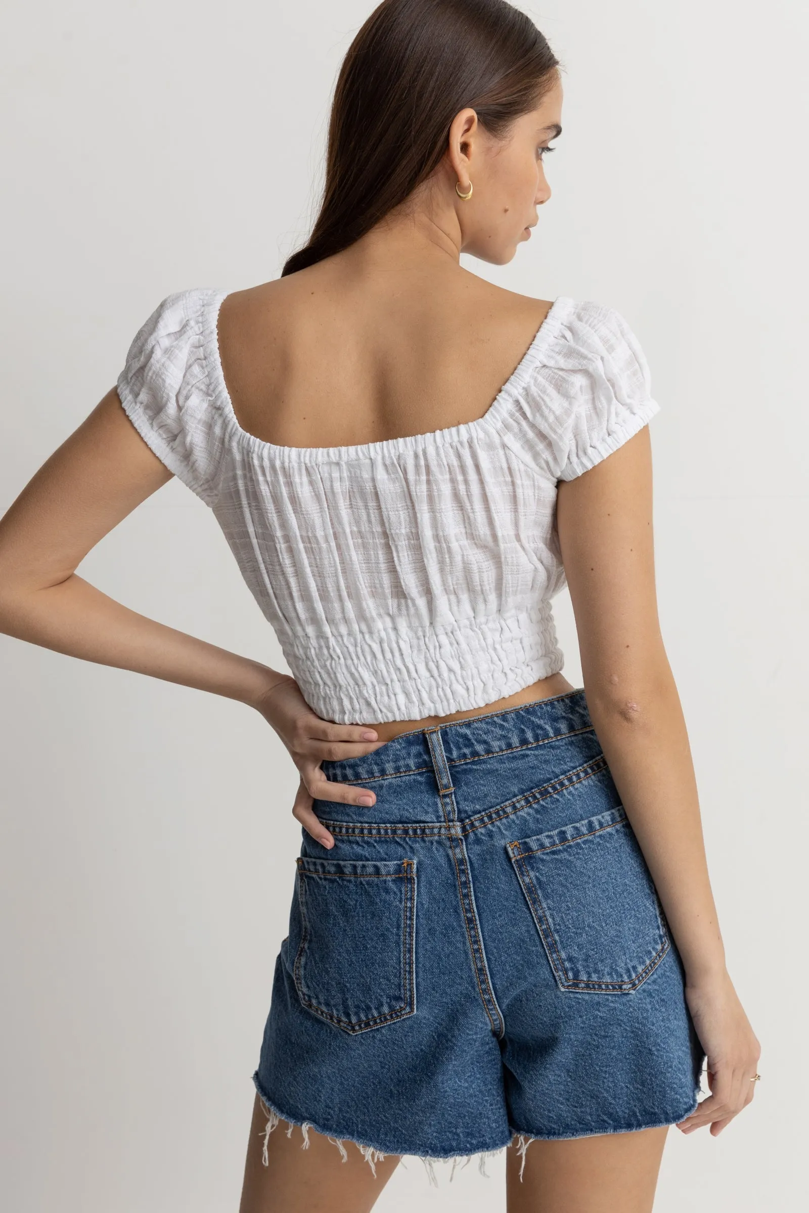 White Dylan Cap Sleeve Top