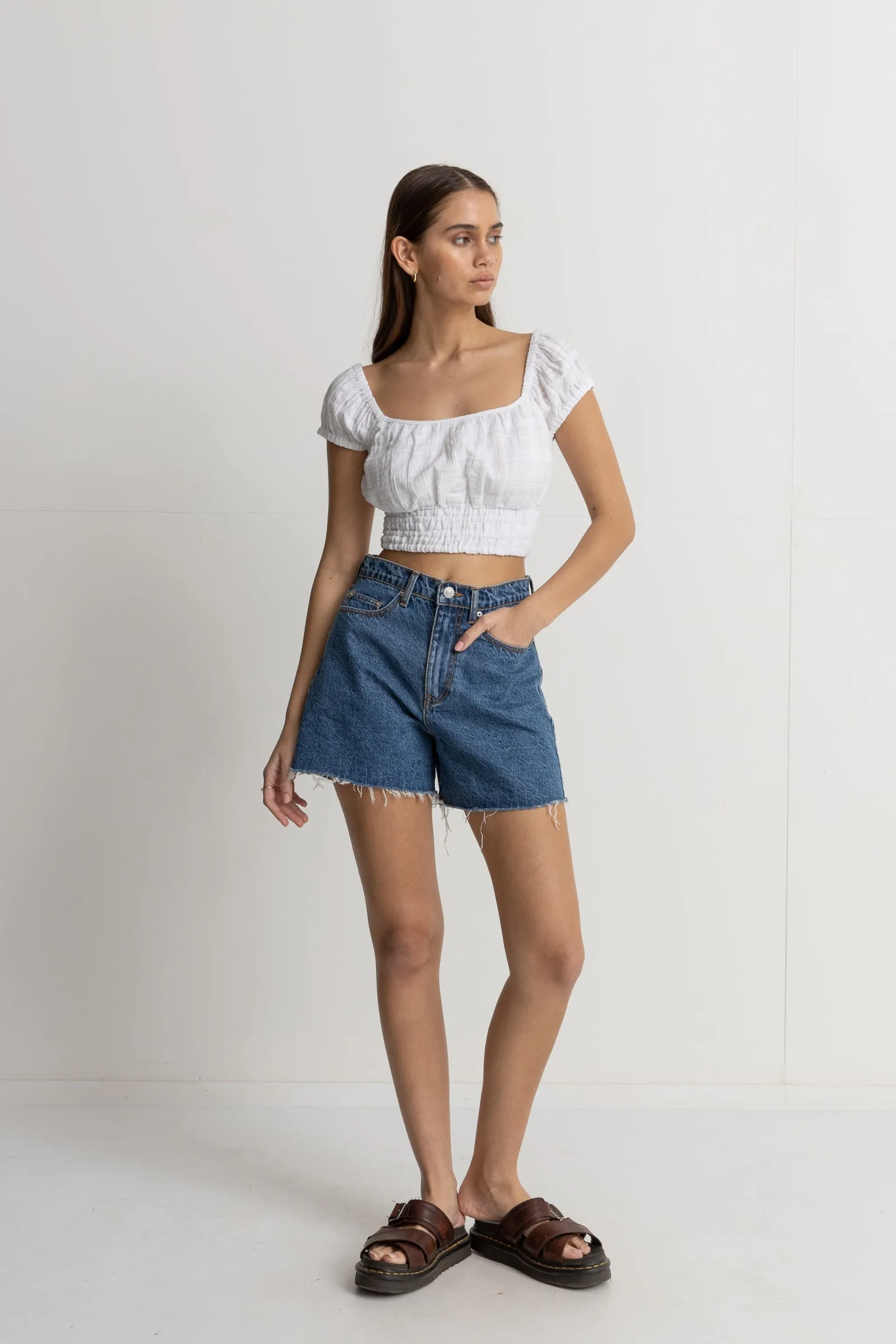 White Dylan Cap Sleeve Top