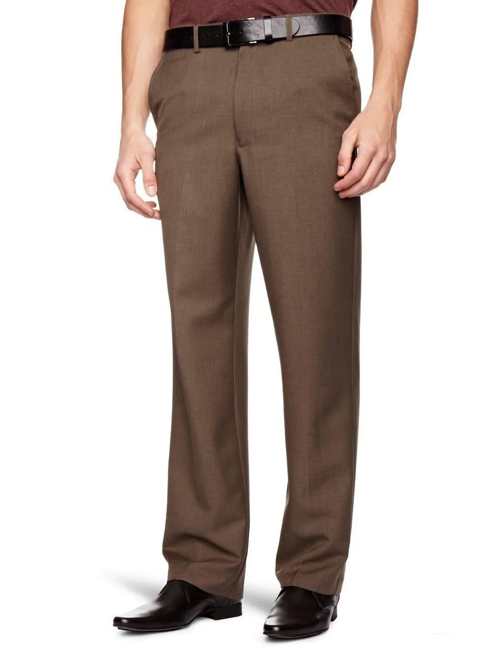 Farah Flexi Waist Trousers Taupe Brown Marl