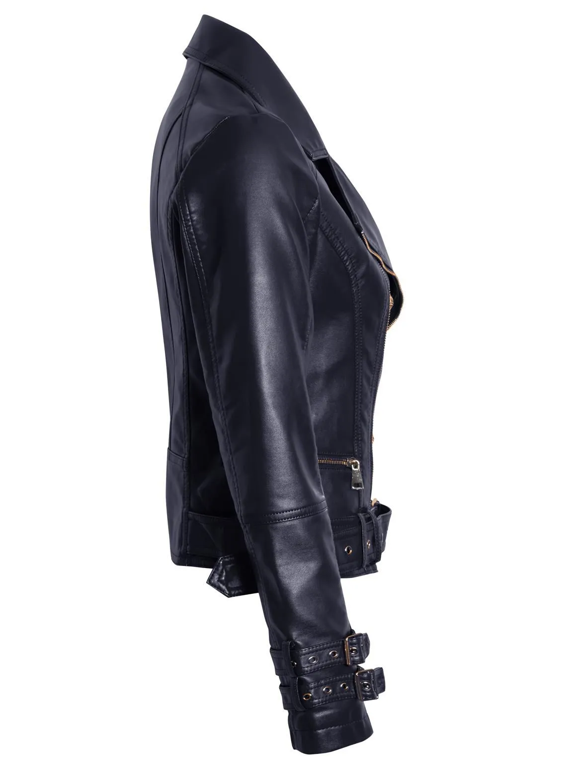 PU Biker Jacket in Tan, Black, Stone, Red, and Navy, UK Sizes 8-14