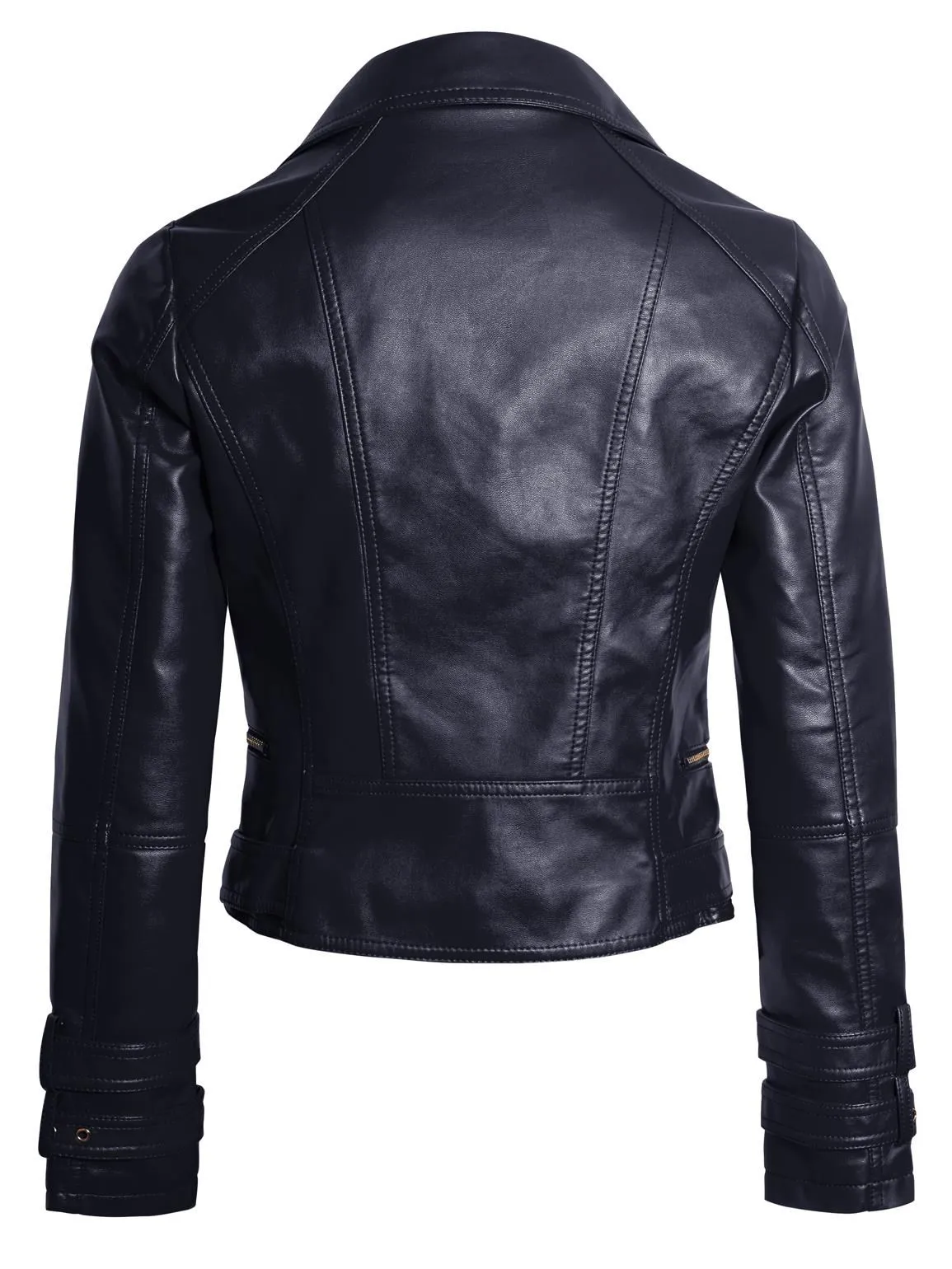 PU Biker Jacket in Tan, Black, Stone, Red, and Navy, UK Sizes 8-14