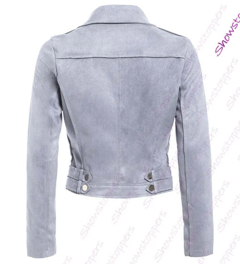 Assymetric Zips Faux Suede Biker Jacket