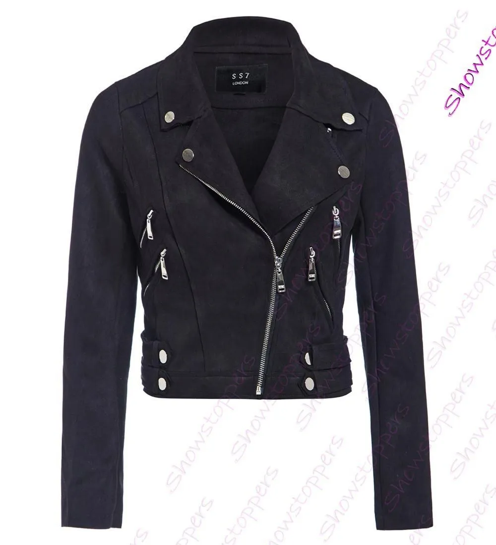 Assymetric Zips Faux Suede Biker Jacket