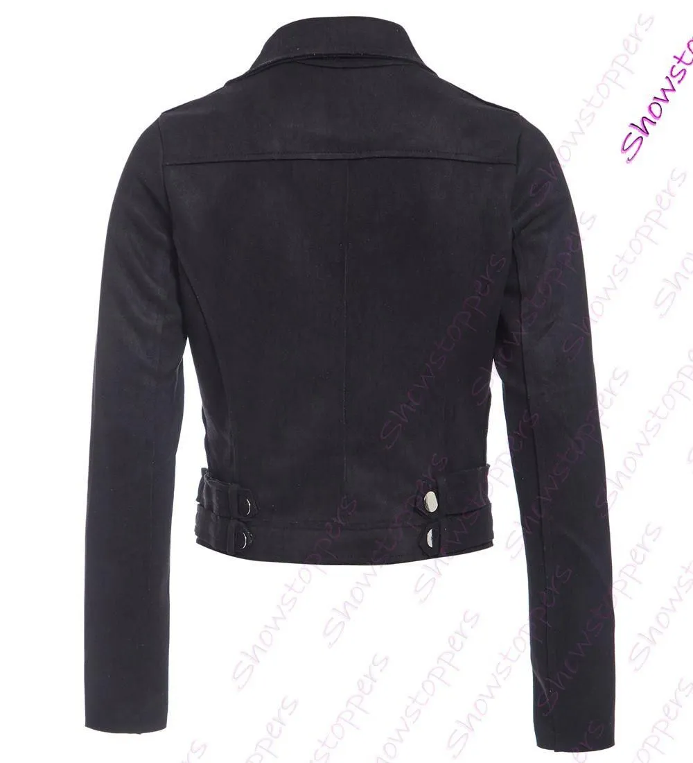 Assymetric Zips Faux Suede Biker Jacket