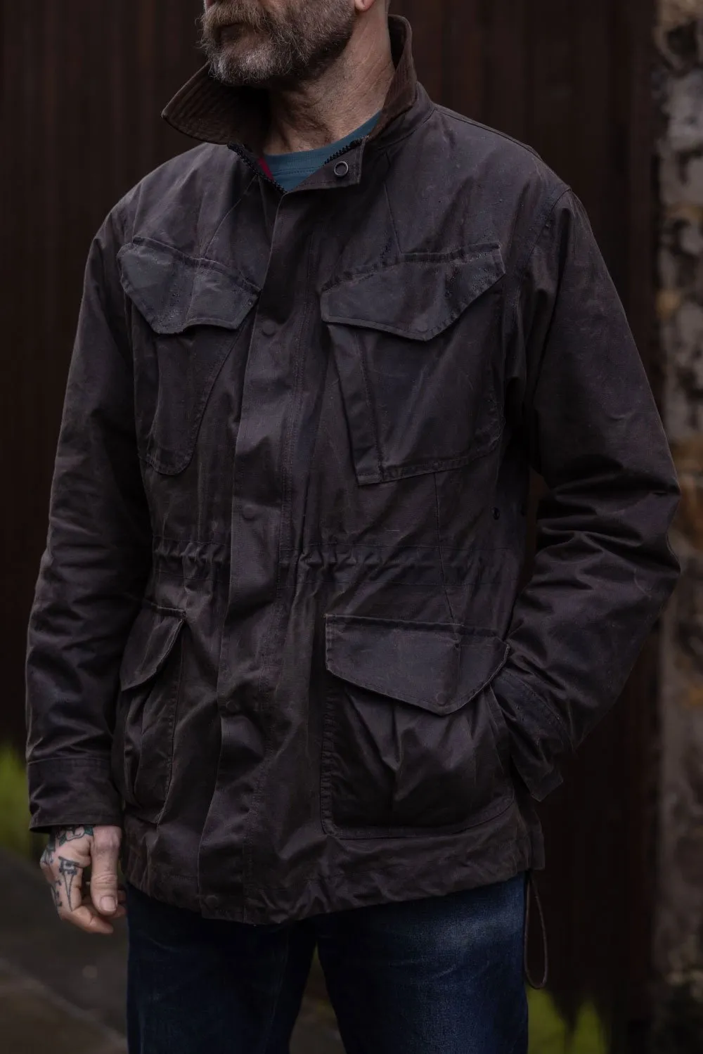 Field Jacket in Waxed Cotton Material