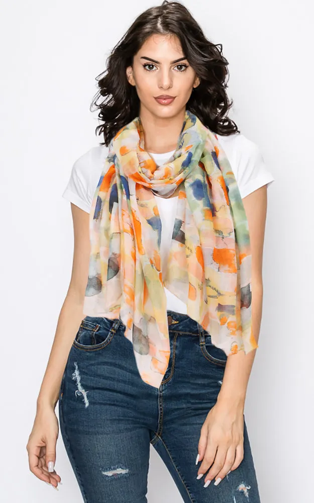 Floral Watercolor Print Scarf - EAS9697