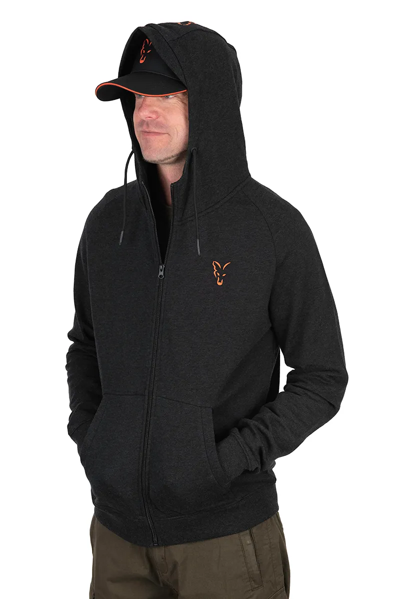 Fox Collection Lightweight Hoodie Black and Orange