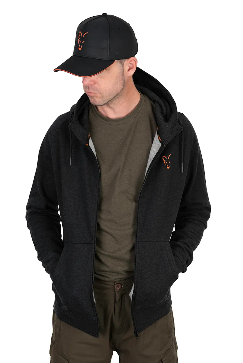 Fox Collection Lightweight Hoodie Black and Orange