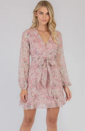 Frill Detail Floral Long Sleeve Dress