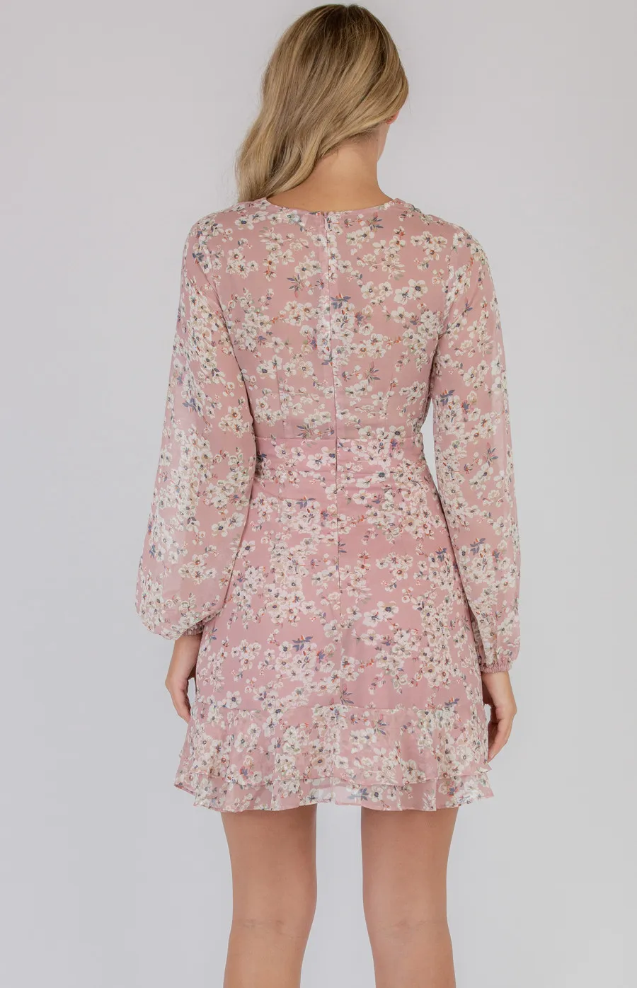 Frill Detail Floral Long Sleeve Dress