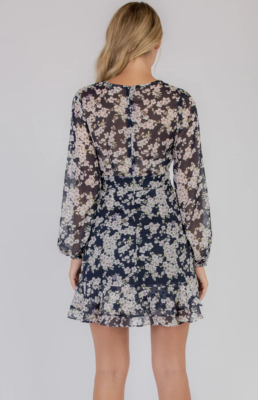 Frill Detail Floral Long Sleeve Dress