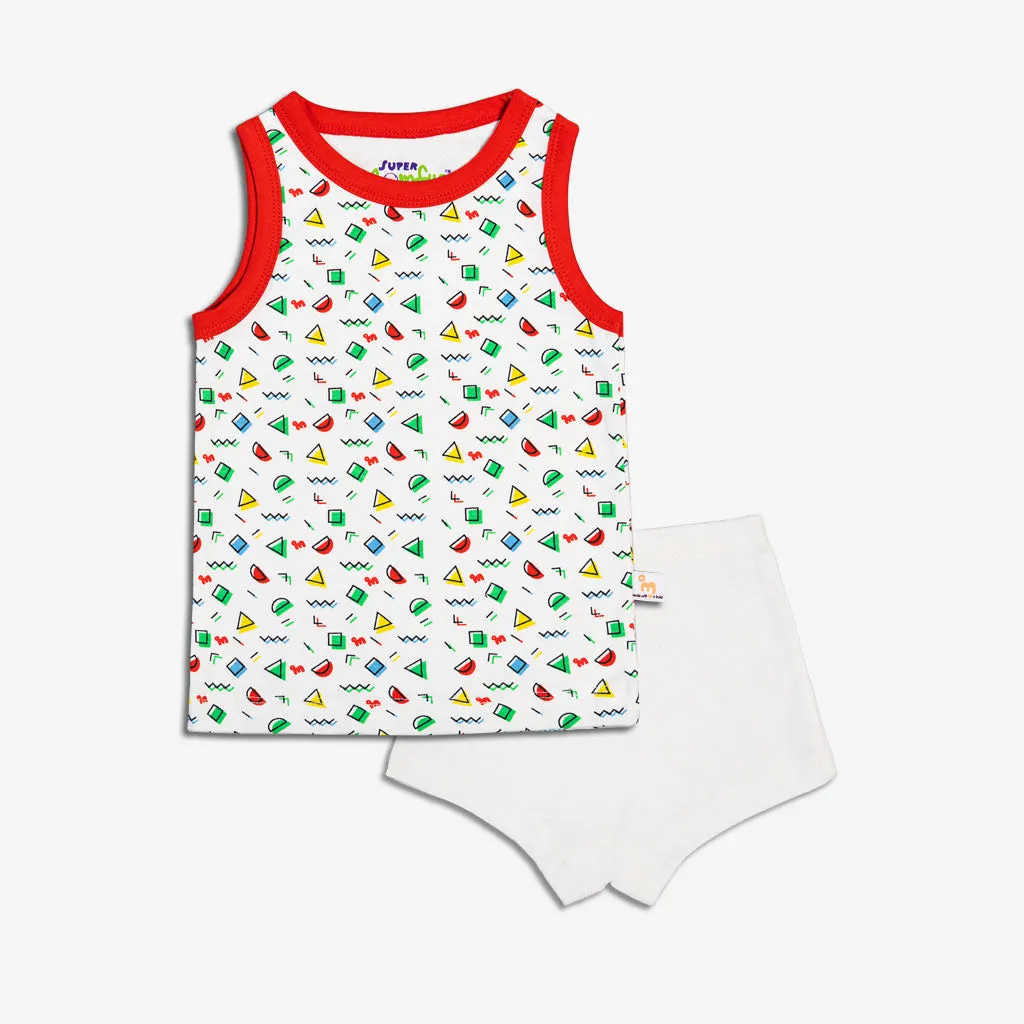 Game of Shapes Top and Shorts Set with Color Bleed