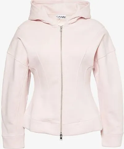 Ganni Pink Fleece-Lined Organic-Cotton Hoody