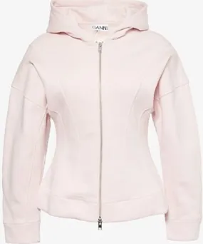 Ganni Pink Fleece-Lined Organic-Cotton Hoody