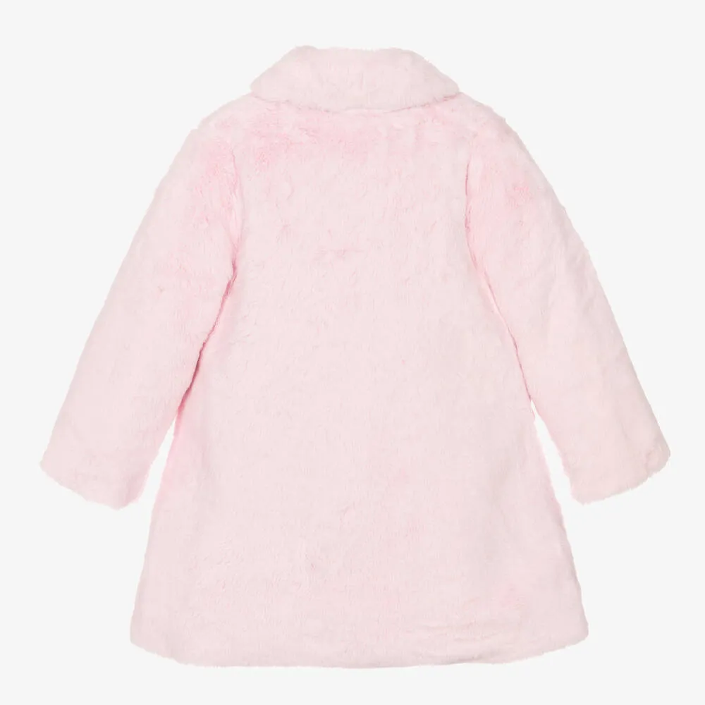 Girls Light Pink Faux Fur Coat