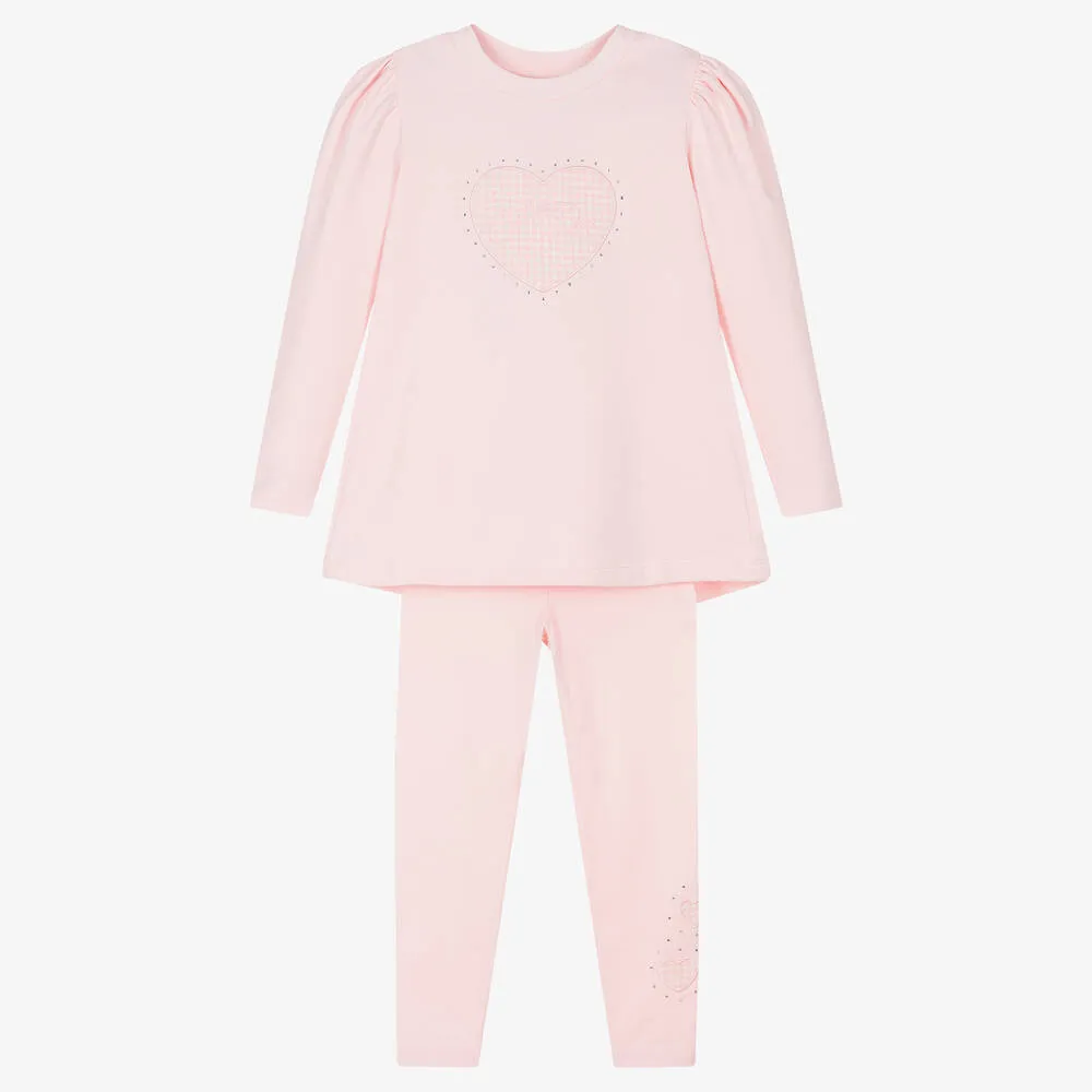 Girls Soft Pink Cotton Leggings Set