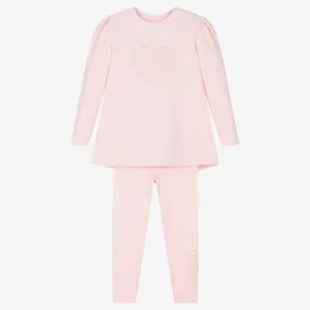 Girls Soft Pink Cotton Leggings Set