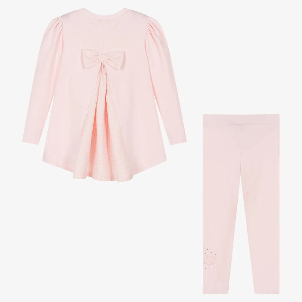 Girls Soft Pink Cotton Leggings Set