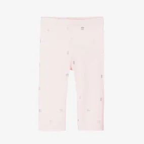 Girls Pink Cotton 4G Logo Leggings