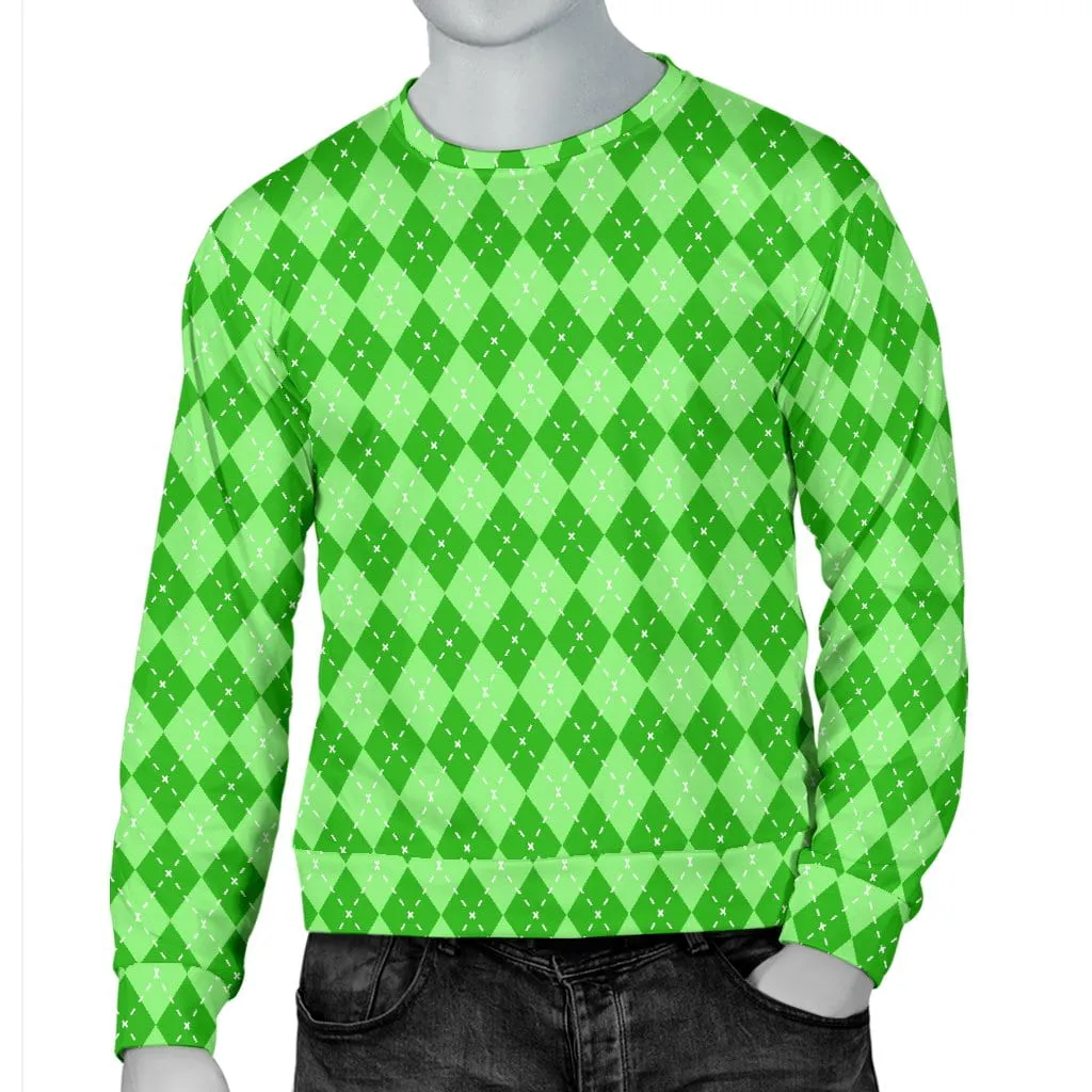 Green Shamrock Patterned Men's Pullover - St. Patrick's Day Sweater